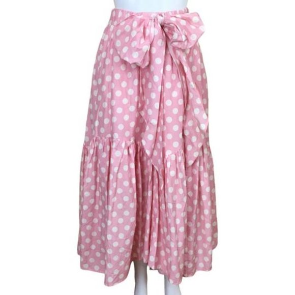 The Westside Skirt Tie Miramar Ruffle Details Dot Pink Color g26 - Picture 2 of 8